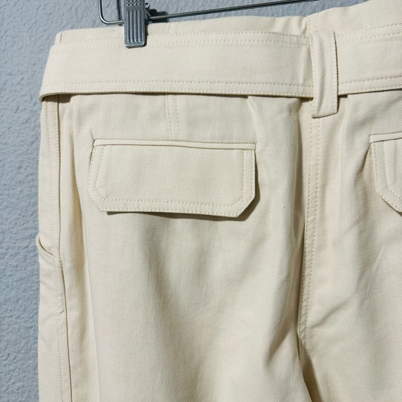 Zara Women Oyster White Bloggers Fav High-Rise Belted Cotton Loose Pants Sz L - Picture 12 of 15
